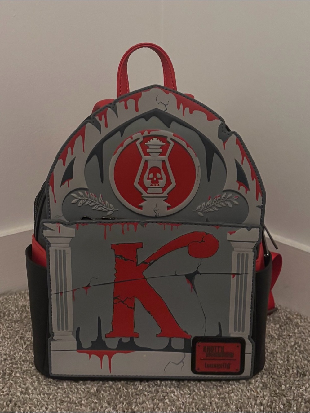 Loungefly Knott’s Berry Farm Halloween Red and Gray Mini Backpack